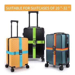 Set of 3 Luggage Straps - Blue, Lime Green, Rainbow